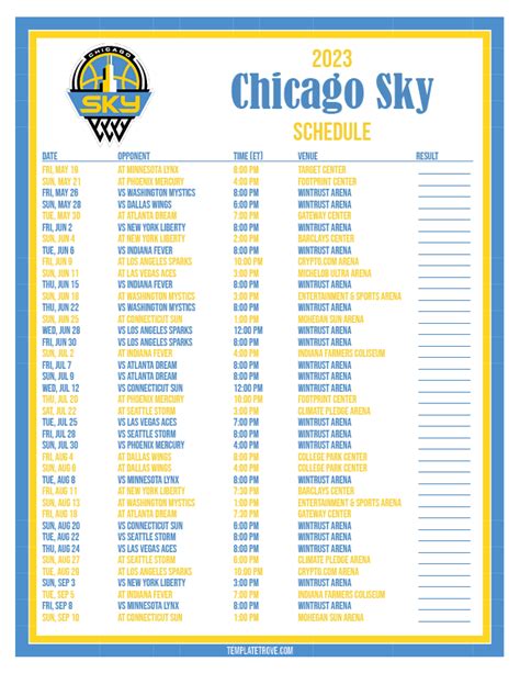 chicago sky schedule